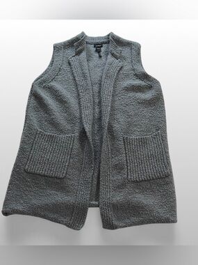 Modena Cozy Boucle Sweater Vest Womens One Size Gray Open Front Cardigan